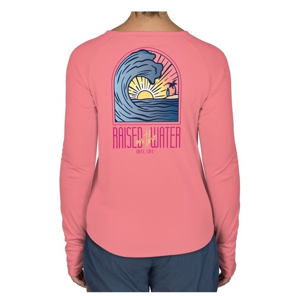 reel life Tops - Reel Life Jax Beach Long Sleeve UV Tee Women's 2XL Salmon Rose